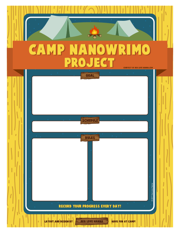 Free Printable Camp NaNoWriMo Project Sheet by Ava Love Hanna