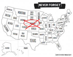 Never Nebraska Map - Prop from Bad Neighbors by Ava Love Hanna