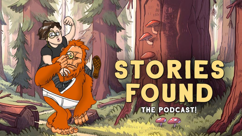 Stories Found - The Podcast! - Ava riding piggyback on Bigfoot